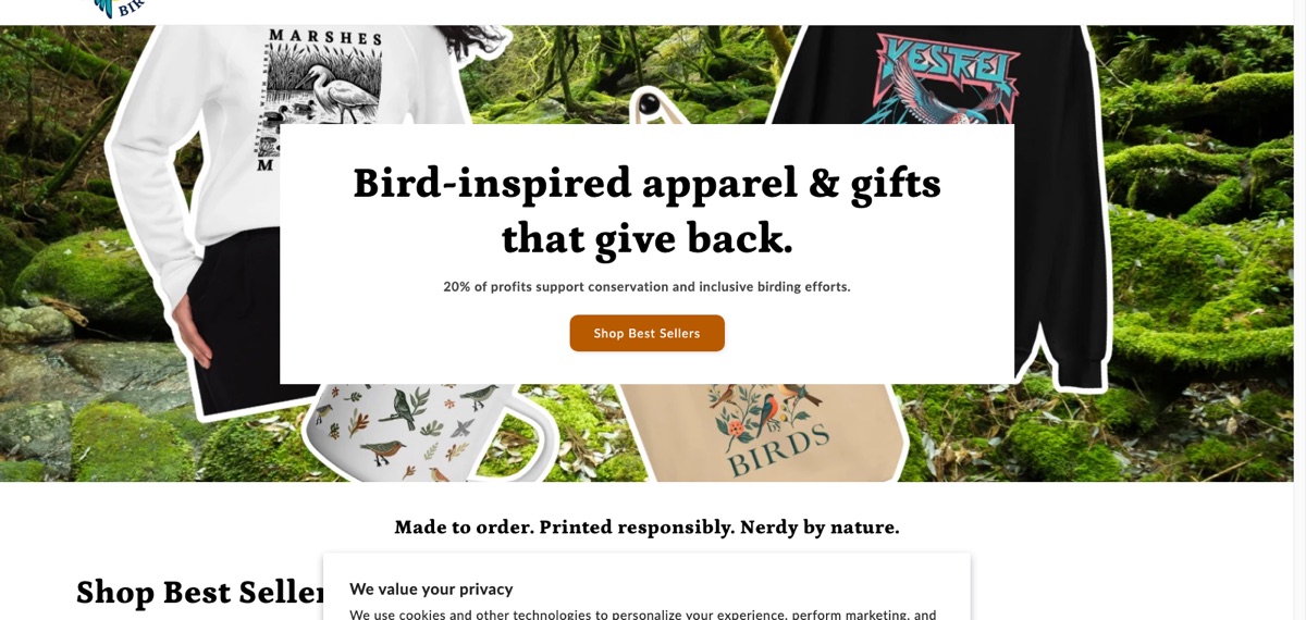 Homepage of Better With Birds
